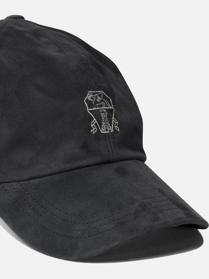 Vietti Brunello Cucinelli Cappello da baseball in camoscio leggero con logo ricamato Qualità Garantita