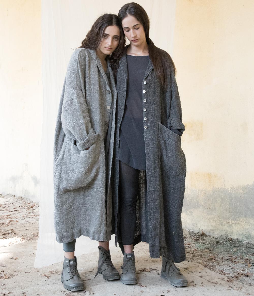 Album Di Famiglia art. 21S#45_18 LINEN LONG COAT (S – L) Consegna Veloce